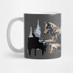 Wolf Playing Piano Mug